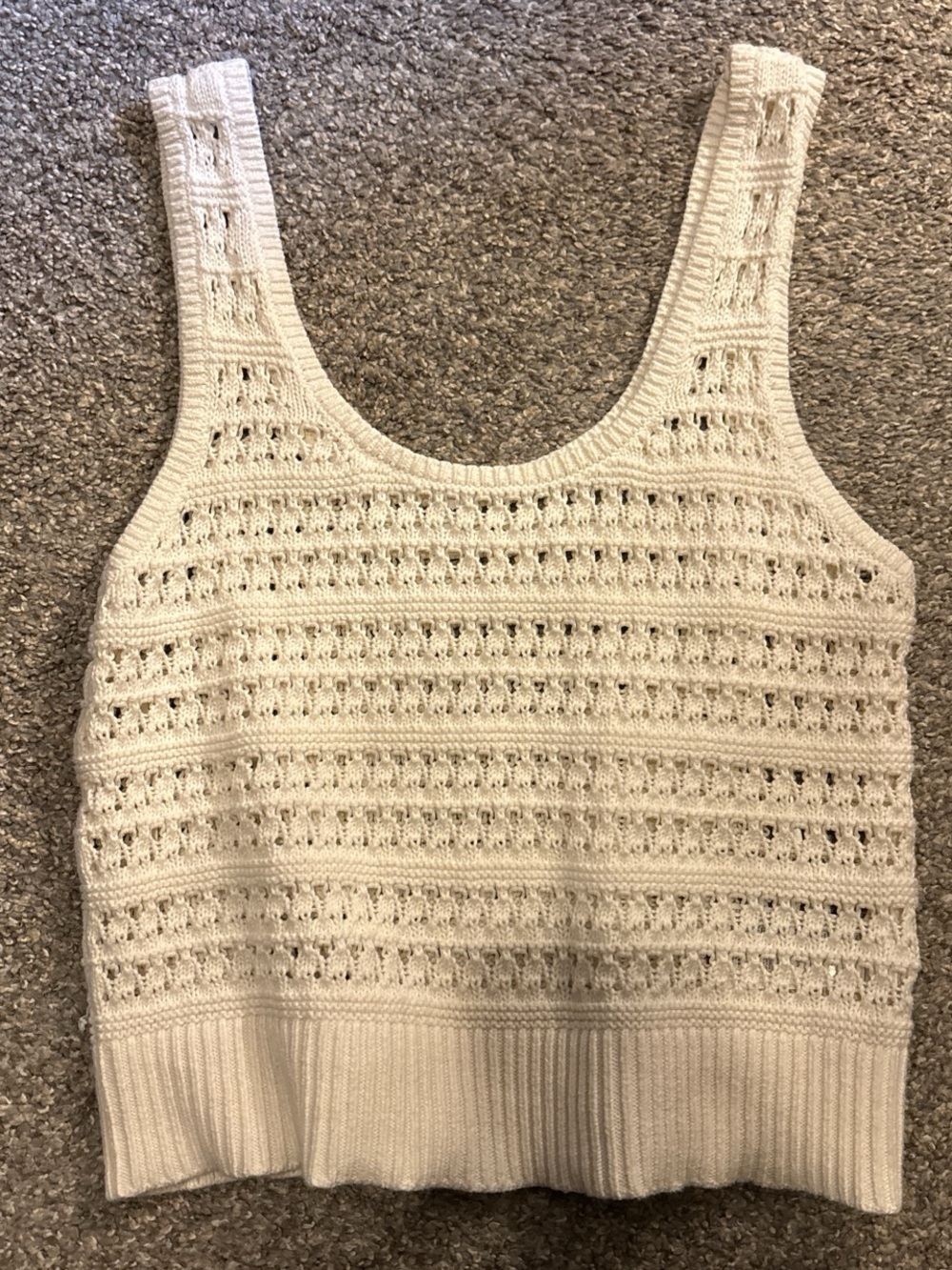Old Navy Cream Crochet Knit Tank Top